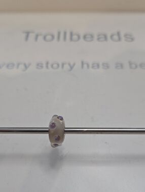 Trollbeads Cream Glass Charm with Purple Dots